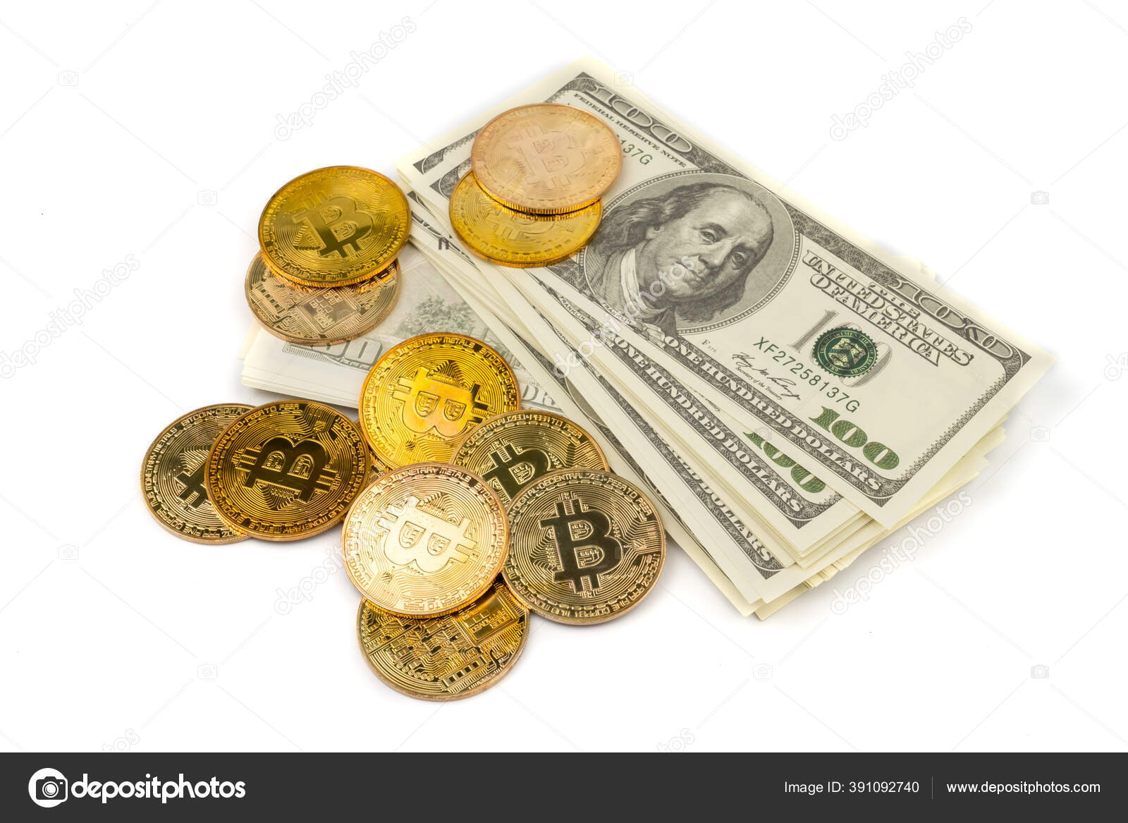 Golden Bitcoins New Digital Money Banknotes One Hundred Dollars — Stock  Editorial Photo © ronnarong #391092740