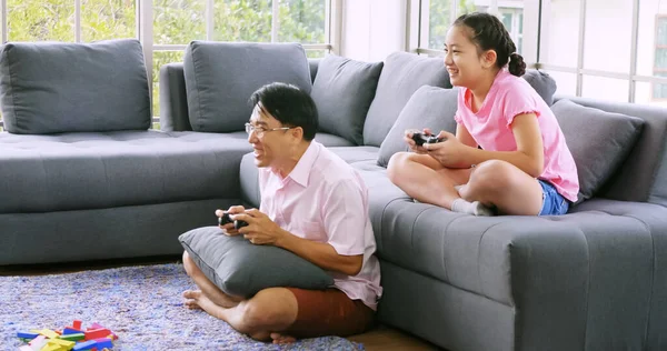 Happy Family Father Daughter Spending Time Together Home — Stock Photo, Image