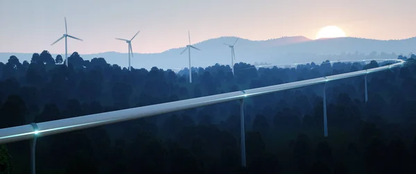 Futuristic Traveling Concept Renewable Energy High Speed Tube Traveling Technology — Stock Photo, Image