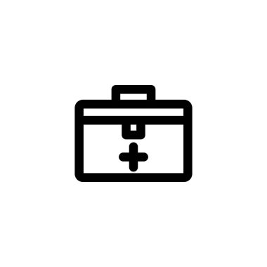 ilk yardım çantası, sağlık kutusu simgesi vektör illüstrasyon