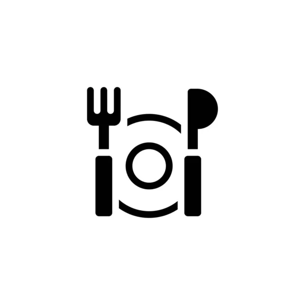 Eten diner vork lepel en schotel pictogram vector illustratie — Stockvector