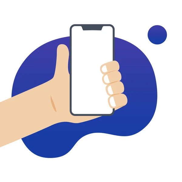 Hand Holding Phone White Screen Vector Illustration — Stock Vector
