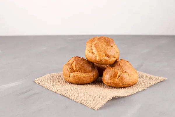 Cuisson Maison Petits Pains Frais Français Profiteroles Sur Comptoir Gris — Photo