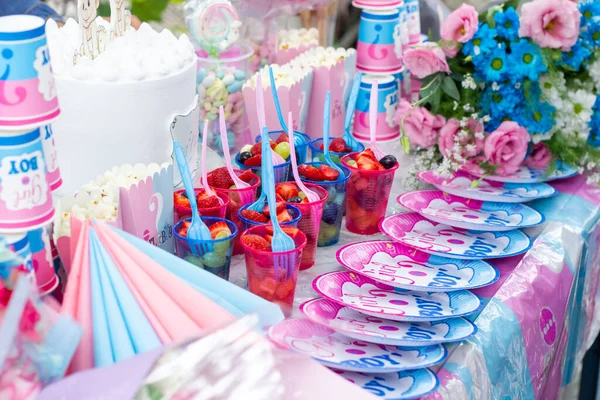 Boy Girl Party Table Colorful Party Table — Stock Photo, Image