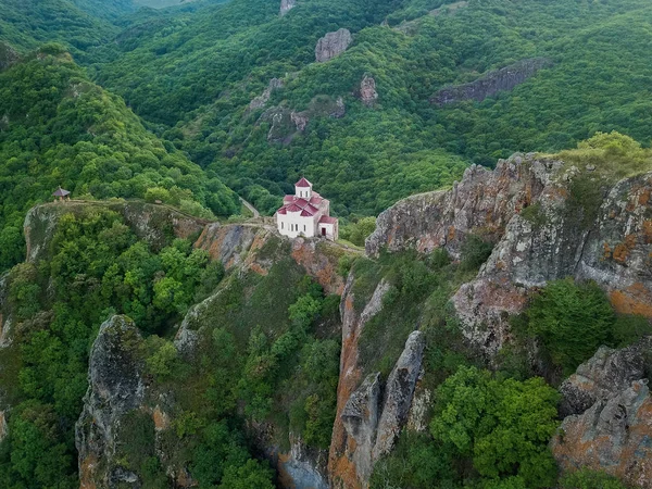 Letecký Pohled Dron Shoininski Chrám Horách Karačajevsko Cherkess Republika — Stock fotografie