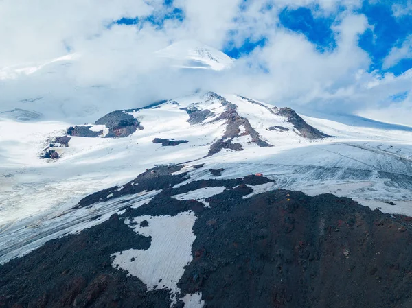 Vista Aérea Desde Dron Glaciar Entre Las Montañas Del Cáucaso —  Fotos de Stock