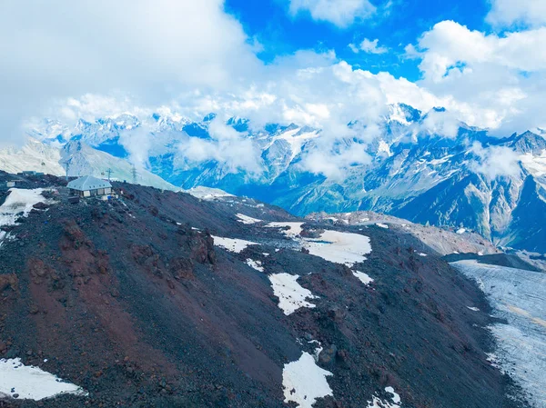 Letecký Pohled Dron Ledovec Horách Severního Kavkazu — Stock fotografie