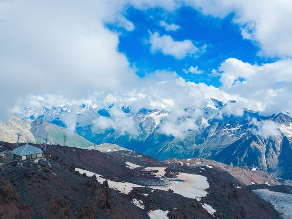 Vista Aerea Dal Drone Ghiacciaio Tra Montagne Del Caucaso Settentrionale — Foto Stock