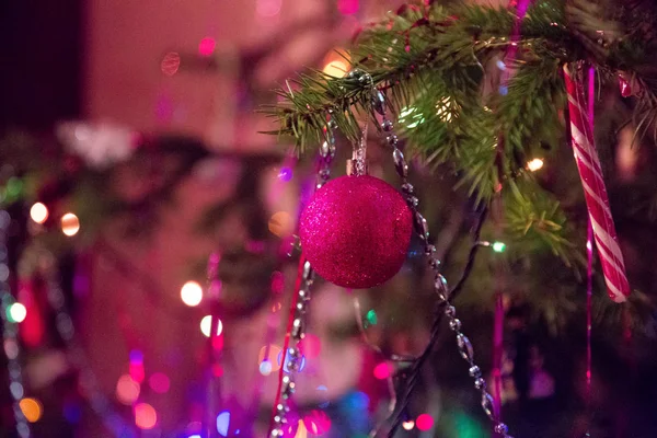 Colorful Ball Decorate Christmas Tree New Year Christmas Concept — Stock Photo, Image