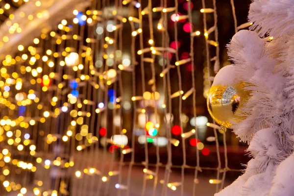 Noite Inverno Moscou Neve Rua Decorada Para Ano Novo — Fotografia de Stock