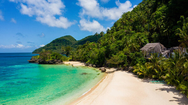  Aerial view from the drone on the landscape tropical sand beach