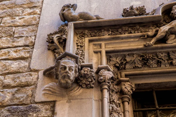 Barcelona Katalonien Spanien September 2019 Detaljer Yttre Byggnaderna Gotiska Kvarteren — Stockfoto