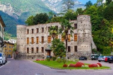 Chiavenna, Sondrio, Lombardy, İtalya 16 Eylül 2019. Chiavenna Kalesi.