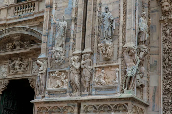 Milano Italien September 2019 Detaljer Fasaden Milanos Katedral Duomo Milano — Stockfoto