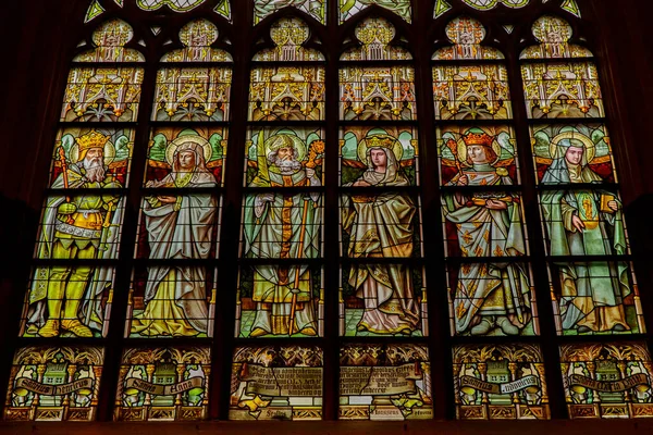 Antwerp België Oktober 2019 Interieurs Schilderijen Glas Lood Details Van — Stockfoto