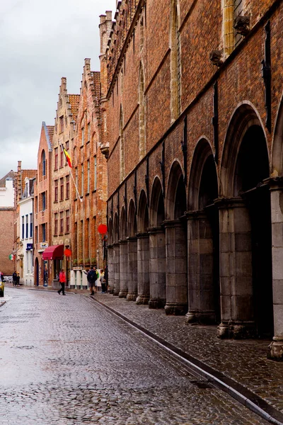 Bruges Flanders Belçika Avrupa Ekim 2019 Brugge Sonbaharında Sokaktaki Eski — Stok fotoğraf