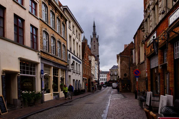 Bruges Fiandre Belgio Europa Ottobre 2019 Vecchie Case Medievali Mattoni — Foto Stock