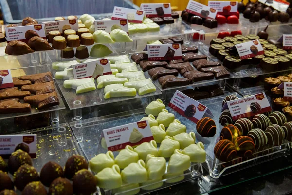 Brujas Flandes Bélgica Europa Octubre 2019 Chocolate Belga Una Tienda — Foto de Stock