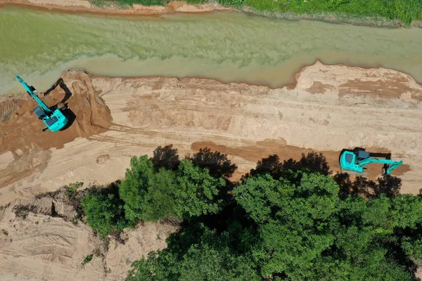 Takuapa Thailand Μαΐου 2020 Περιβαλλοντικό Ζήτημα Διατήρησης Μηχανήματα Εξόρυξης Ποταμών — Φωτογραφία Αρχείου