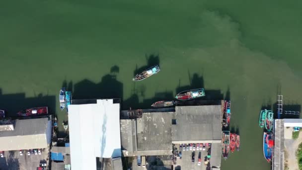 Flotte Bateaux Pêche Dans Port Thaïlande — Video