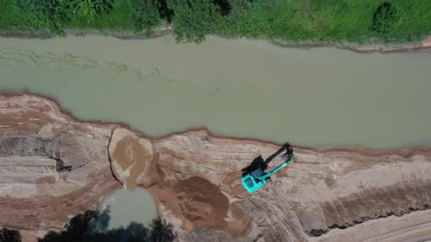 Takuapa Thailand May 2020 Environmental Conservation Issue Machinery Mining River — Stock Video