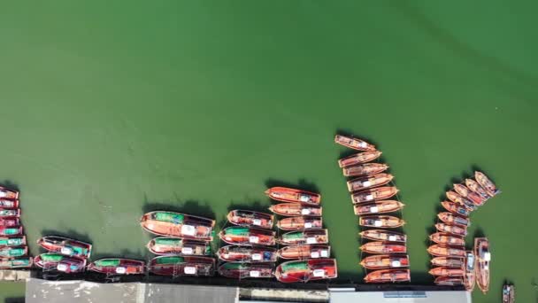 Flota Barcos Pesca Puerto Tailandia — Vídeos de Stock