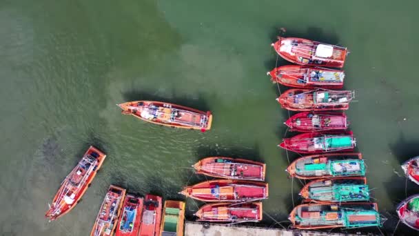 Flota Barcos Pesca Puerto Tailandia — Vídeos de Stock