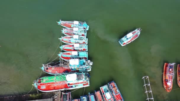 Flota Barcos Pesca Puerto Tailandia — Vídeos de Stock