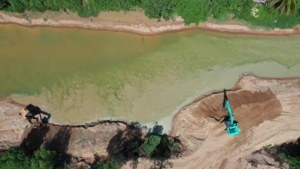 Takuapa Thailand Maio 2020 Questão Conservação Ambiental Rio Mineração Máquinas — Vídeo de Stock