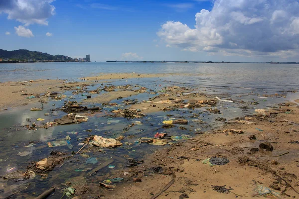 Plastikmüll Verschmutzt Das Meer Umweltproblem Konzept — Stockfoto