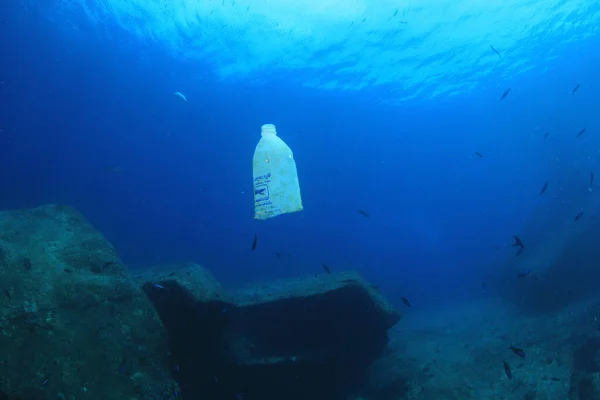 Poluição Lixo Plástico Oceano Conceito Problema Ambiental — Fotografia de Stock