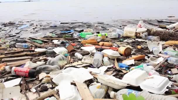 海洋のプラスチックごみ汚染 環境問題の概念 — ストック動画