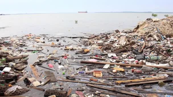 Plastikowe Śmieci Zanieczyszczają Ocean Koncepcja Problemu Środowiskowego — Wideo stockowe