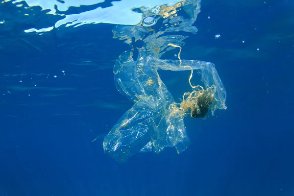 Avfallsforurensning Plast Havet Miljøproblembegrep – stockfoto