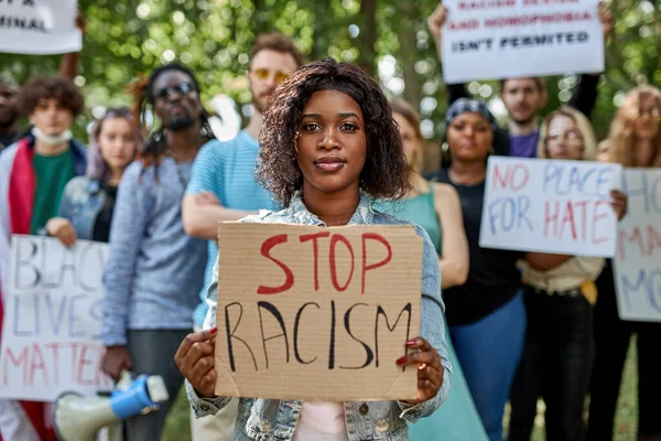 Diverse people took to the streets to protest anti-black racism and police brutality — Stock Photo, Image
