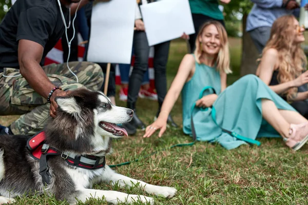 Protestors in the park — Stock Photo, Image