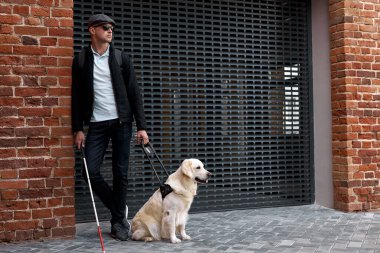 Yapı üzerine yaslanmış kör bir adamın portresi