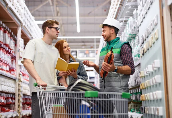 customers ask if the product is on sale, warehouse worker helps