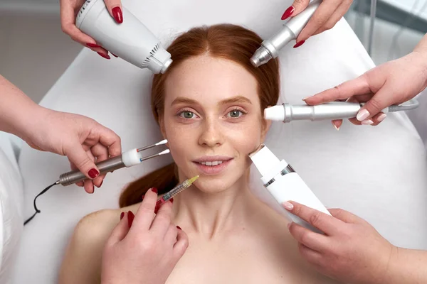 Pleased woman keen on beauty procedures — Stock Photo, Image