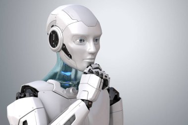 Düşünen robot. 3d illüstrasyon