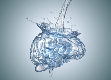 Beyin water.3d illüstrasyon ile doldurulur