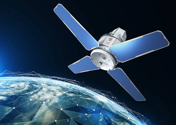 Science Fiction Satellit Auf Der Erdumlaufbahn Elemente Dieses Bildes Das — Stockfoto