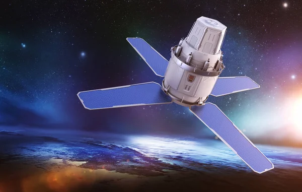 Science Fiction Satellit Auf Der Erdumlaufbahn Elemente Dieses Bildes Das — Stockfoto