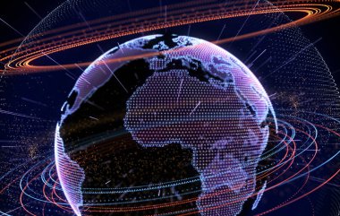 Internet, büyük veri ve bilgi teknolojisi kavramı .3d illüstrasyon