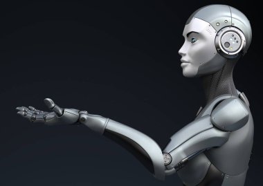Robot onun yardım eder. 3D çizim