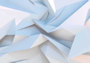 Beyaz kenarlı üçgen geometrik arka plan. 3D çizim