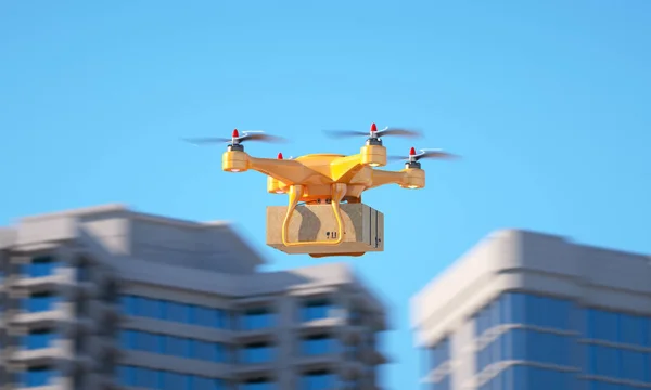 Drohne Die Ein Paket Transportiert Illustration — Stockfoto