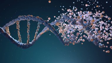 Farklı öğeler montaj Dna dizisi. 3D çizim
