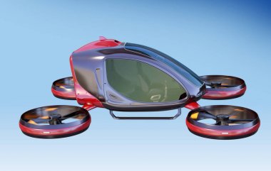 Electric Passenger Drone flying in the sky clipart