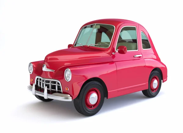 Rotes Cartoon-Auto auf weißem Hintergrund — Stockfoto